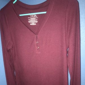 Maroon 1/3 button t shirt